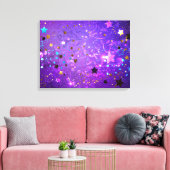 星付き紫色のホイルの背景 キャンバスプリント (インサイチュ (リビング))