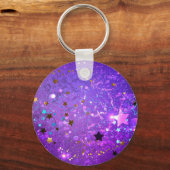 星付き紫色のホイルの背景 キーホルダー (正面)