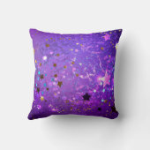 星付き紫色のホイルの背景 クッション (裏面)