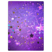 星付き紫色のホイルの背景 クリップボード (裏面)