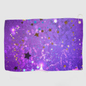 星付き紫色のホイルの背景 ゴルフタオル (横)