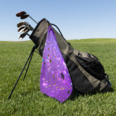 星付き紫色のホイルの背景 ゴルフタオル (グリーン)