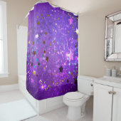 星付き紫色のホイルの背景 シャワーカーテン (インサイチュ)