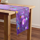星付き紫色のホイルの背景 ショートテーブルランナー (インサイチュ)