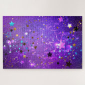 星付き紫色のホイルの背景 ジグソーパズル (横)