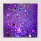 星付き紫色のホイルの背景 ジグソーパズル (横)
