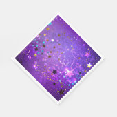 星付き紫色のホイルの背景 スタンダードランチョンナプキン (角)