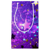 星付き紫色のホイルの背景 スモールペーパーバッグ (正面)