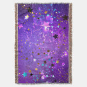 星付き紫色のホイルの背景 スローブランケット (正面縦)