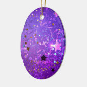 星付き紫色のホイルの背景 セラミックオーナメント (左)