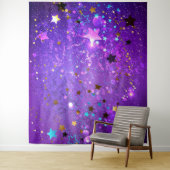 星付き紫色のホイルの背景 タペストリー (インサイチュ)