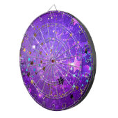 星付き紫色のホイルの背景 ダーツボード (正面右)