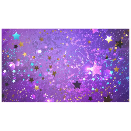 星付き紫色のホイルの背景 テーブルクロス (正面(横))