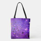 星付き紫色のホイルの背景 トートバッグ (裏面)