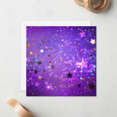 星付き紫色のホイルの背景 ノートカード (正面/裏面インサイチュ)