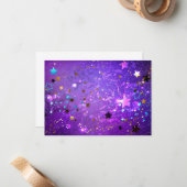 星付き紫色のホイルの背景 ノートカード (正面/裏面インサイチュ)