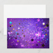 星付き紫色のホイルの背景 ノートカード (正面/裏面)