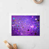 星付き紫色のホイルの背景 ノートカード (正面/裏面インサイチュ)