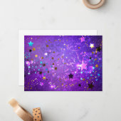 星付き紫色のホイルの背景 ノートカード (正面/裏面インサイチュ)