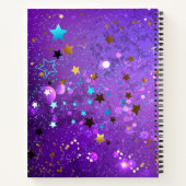 星付き紫色のホイルの背景 ノートブック (裏面)