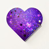 星付き紫色のホイルの背景 ノートブック (裏面)