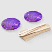 星付き紫色のホイルの背景 ハンドファン (組立なし)