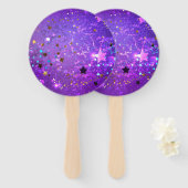 星付き紫色のホイルの背景 ハンドファン (正面&裏面)