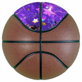星付き紫色のホイルの背景 バスケットボール (右)
