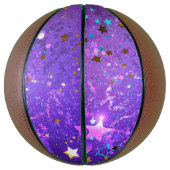 星付き紫色のホイルの背景 バスケットボール (縦)