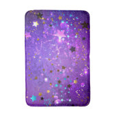 星付き紫色のホイルの背景 バスマット (正面縦)