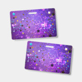 星付き紫色のホイルの背景 バッジ (正面＆裏面)