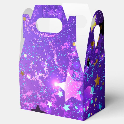 星付き紫色のホイルの背景 フェイバーボックス (オープン)