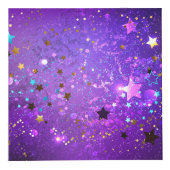 星付き紫色のホイルの背景 フォトキューブ (右)