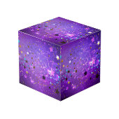 星付き紫色のホイルの背景 フォトキューブ (正面アングル)