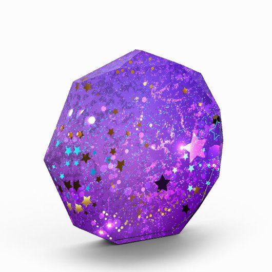 星付き紫色のホイルの背景 フォトブロック (左)