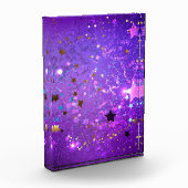 星付き紫色のホイルの背景 フォトブロック (左)