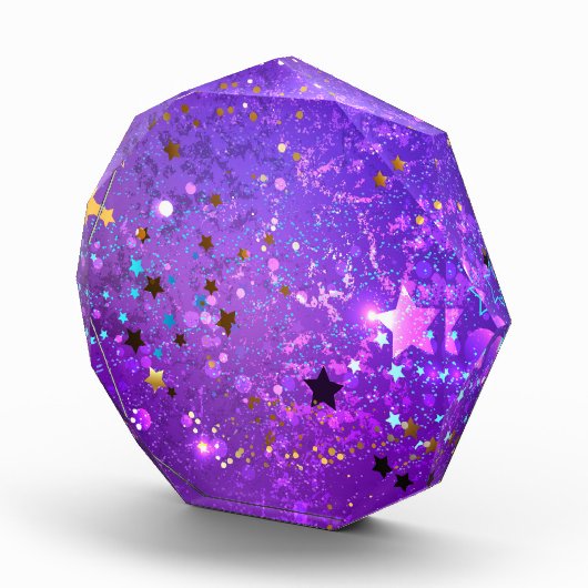 星付き紫色のホイルの背景 フォトブロック (右)