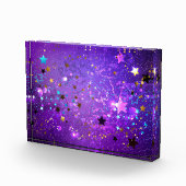 星付き紫色のホイルの背景 フォトブロック (右)