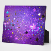 星付き紫色のホイルの背景 フォトプラーク (側面)