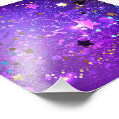 星付き紫色のホイルの背景 フォトプリント            (角)