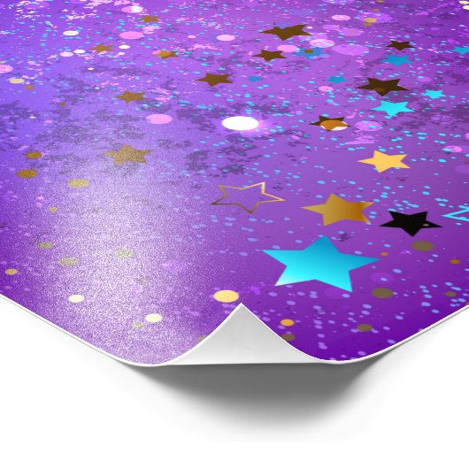 星付き紫色のホイルの背景 フォトプリント (角)