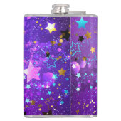 星付き紫色のホイルの背景 フラスク (裏面)