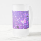 星付き紫色のホイルの背景 フロストグラスビールジョッキ (正面右)