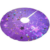 星付き紫色のホイルの背景 ブラッシュドポリエステルツリースカート (アングル)