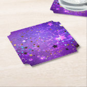 星付き紫色のホイルの背景 ペーパーコースター (アングル)