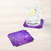 星付き紫色のホイルの背景 ペーパーコースター (インサイチュ)