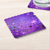 星付き紫色のホイルの背景 ペーパーコースター (アングル)
