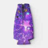 星付き紫色のホイルの背景 ボトルクーラー (裏面)