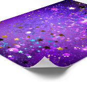 星付き紫色のホイルの背景 ポスター (角)