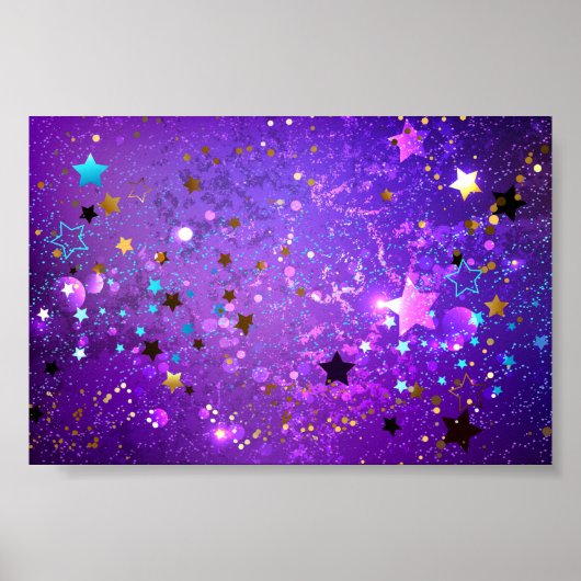 星付き紫色のホイルの背景 ポスター (正面)
